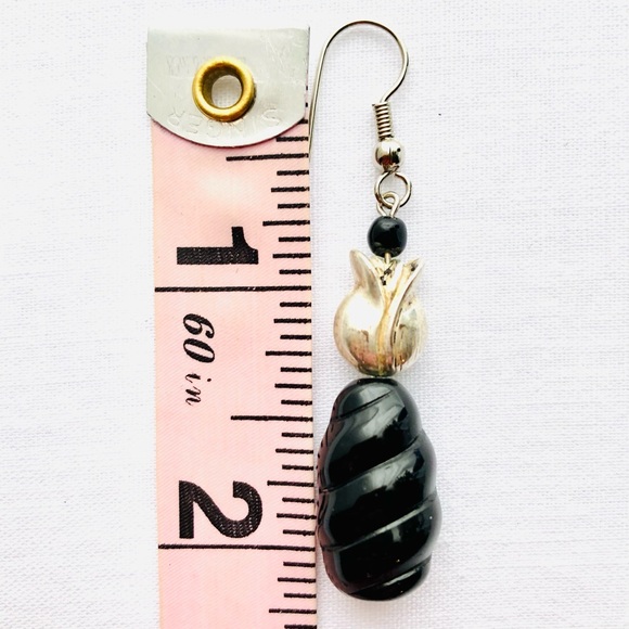 Vintage Tulip Flower Dangle Earrings Sterling Silver - Picture 5 of 5